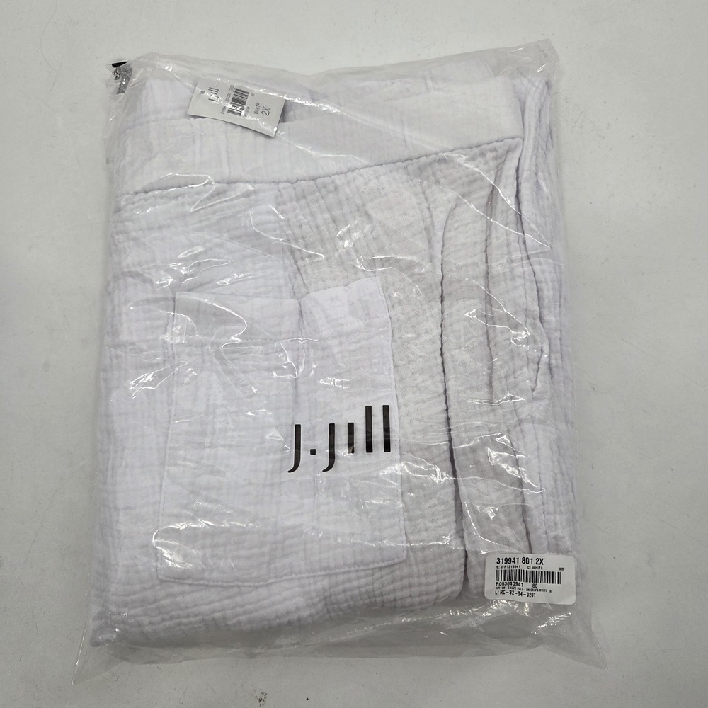 J. Jill Pure Jill White Cotton Double Gauze Relaxed Pants Size 2X 319941 NEW